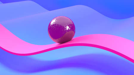 Abstract illustration of a ball. Sphere movement. Calm and smooth movement. 3d render.の写真素材