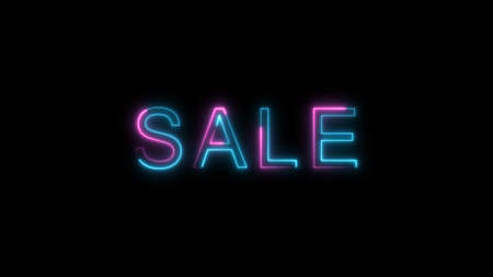 Colorful neon inscription sale on black background. 3D render.の写真素材