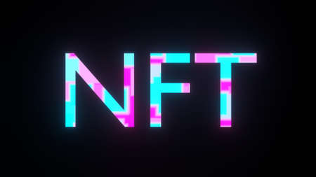 Modern colorful NFT inscription. Crypto art concept. 3d render.