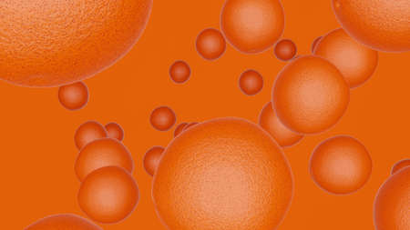 Beautiful oranges background. Many fruits on orange background. 3d render.
