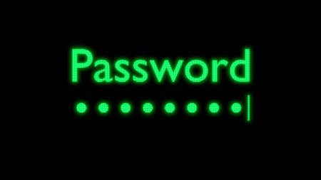 Entering password on computer. Green inscription and 8 digit parole. 3d render.の写真素材