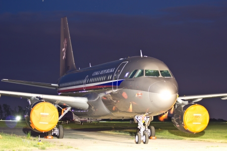PRAGUE, CZECH REPUBLIC - JUNE 09: Czech goverment's aircraft Airbus A319-115(CJ) stands at the Prague - Kbely Airport during the Prague Museum Night on June 09, 2012.のeditorial素材