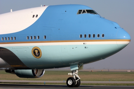 PRAGUE, CZECH REPUBLIC - APRIL 8: Air Force One taxis around PRG airport on April 8. 2010 in Prague....