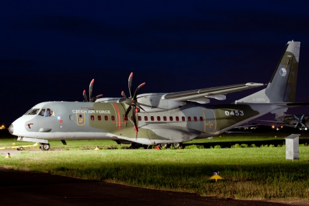 PRAGUE, CZECH REPUBLIC - JUNE 09: Czech Air Force's military transport aircraft Casa 295M stands at the Prague - Kbely Airport during the Prague Museum Night on June 09, 2012.のeditorial素材