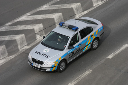 PRAGUE, CZECH REPUBLIC - March 25: Police car of the Czech Republic in Prague on March 25, 2009.のeditorial素材