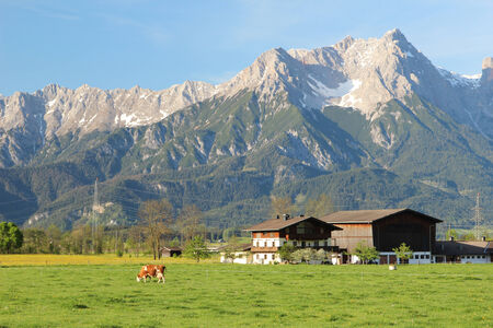 The scenery of the Austrian Alps in summerのeditorial素材