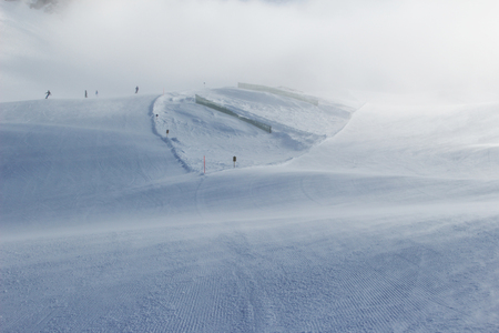 Empty ski slope in the Austrian Alpsの写真素材