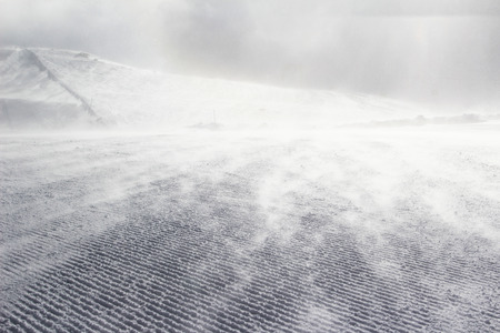 Empty ski slope covered with snow pompousの写真素材