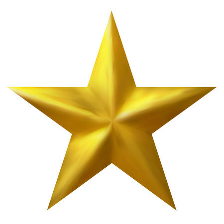 Golden Traditional Christmas Star Isolated on White Background - Graphic Illustrationの写真素材