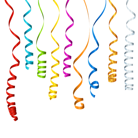 Colored Vector Streamers Collection - Red, Blue, Green, Yellow - Birthday Party Backdrop Image Setのイラスト素材