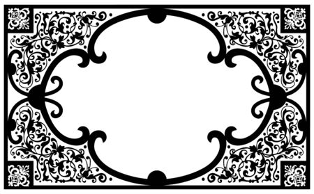 Vintage Vector Book Cover Frame with Flourish Design Elements and Free Space for Text or Graphics - Black and White Horizontal Ornament Frameworkのイラスト素材