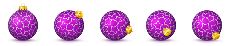 Violet Vector Christmas Balls Collection- Panoramic Bauble Set- X-Mas Decorationsのイラスト素材