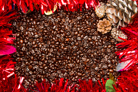 Coffee Beans Christmas Frame Borderの写真素材