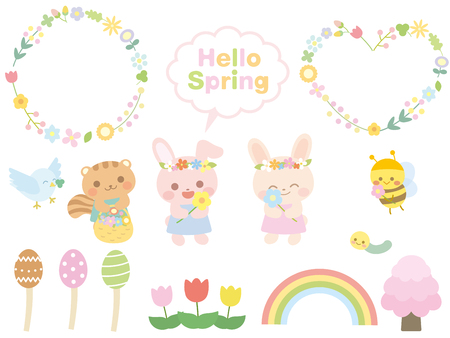 Cute Spring set designのイラスト素材