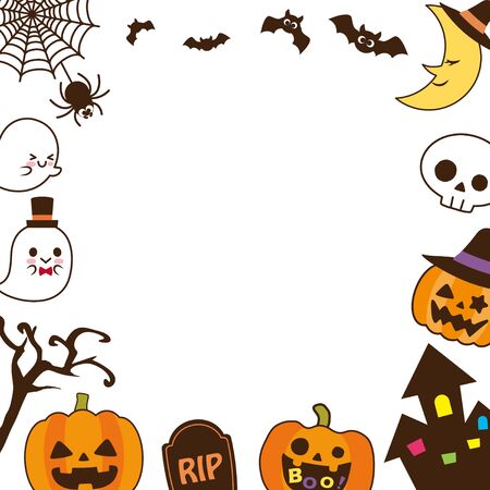 It is an illustration of a Halloween frame.のイラスト素材