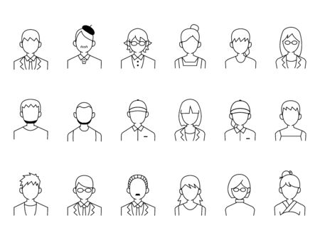 It is an illustration of a People icon set.