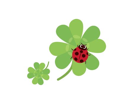 It is an an illustration of a clover and ladybug.のイラスト素材
