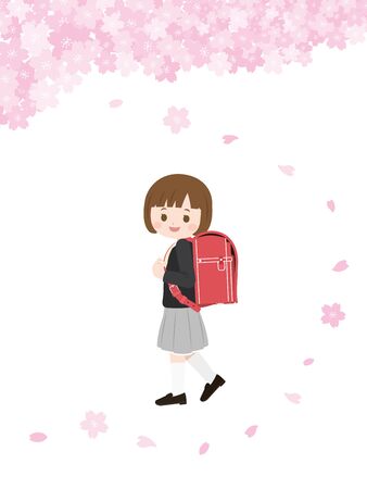 It Is An Illustration of an Entrance Ceremony Girl.のイラスト素材