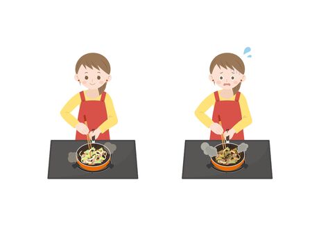 Woman cooking set.のイラスト素材