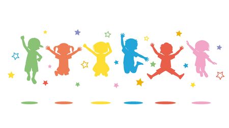 Kids jumping.のイラスト素材