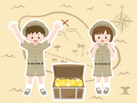 It is an illustration of a Treasure hunt.のイラスト素材