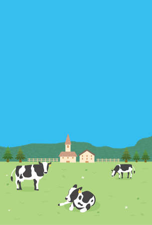 It is an illustration of a Ranch landscape.のイラスト素材