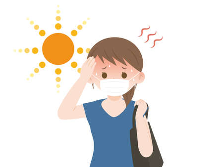 It is an illustration of a Heatstroke woman.のイラスト素材