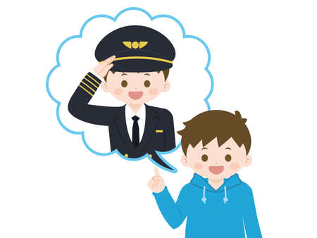 It is an illustration of a Boy's future dream.のイラスト素材