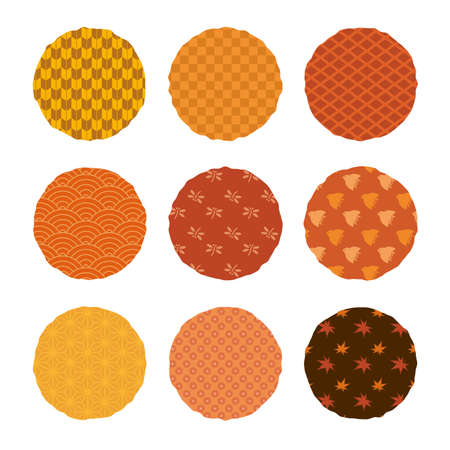 It is an illustration of a Autumn japanese pattern set.のイラスト素材