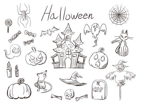 It is an illustration of a Hand drawn Halloween material.のイラスト素材