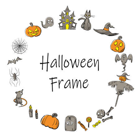 It is an illustration of a Halloween frame design.のイラスト素材
