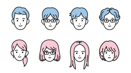 It is an illustration of a Man and Woman face icon set.のイラスト素材