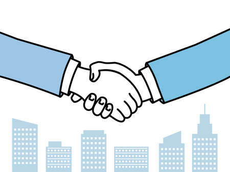 It is an illustration of a Shake hands contract.のイラスト素材