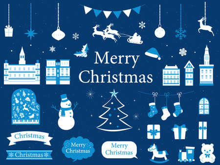 It is an illustration of a Christmas material set.のイラスト素材