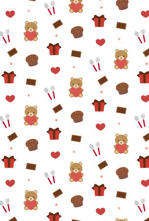 It is an illustration of a Teddybear and Heart pattern.のイラスト素材