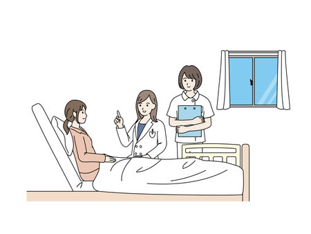 It is an illustration of a Hospitalization Woman.のイラスト素材