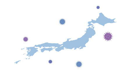 It is an illustration of a Japan and virus.のイラスト素材