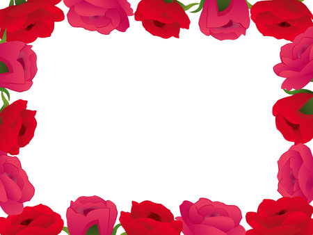It is an illustration of a Rose flower frame.のイラスト素材
