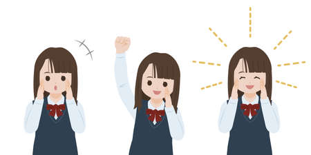 It is an illustration of a Student girl Cheering.のイラスト素材