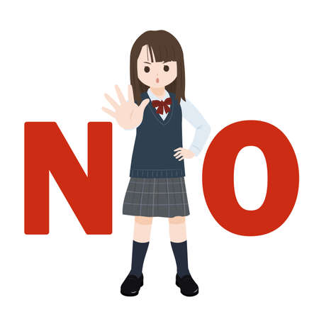 It is an illustration of a Student girl NO pose.のイラスト素材