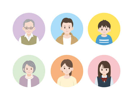 It is an illustration of a 3 generation family.のイラスト素材