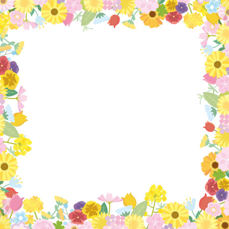 It is an illustration of a Spring flower frame.のイラスト素材
