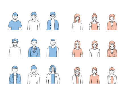It is an illustration of a Adult people set.のイラスト素材