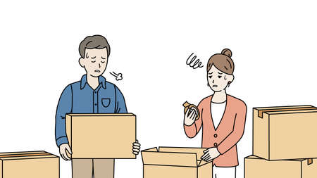 It is an illustration of a Moving house prepare trouble.のイラスト素材