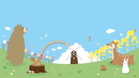 It is an illustration of a Spring nature landscape.のイラスト素材