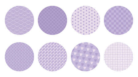 It is an illustration of a Japanese pattern purple set.のイラスト素材