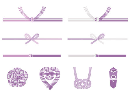 It is an illustration of a Mizuhiki variation set purple color.のイラスト素材