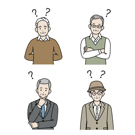 It is an illustration of a Old man thinking.のイラスト素材