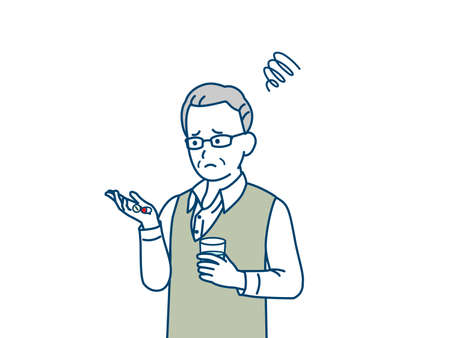 It is an illustration of a Old man and medicine.のイラスト素材