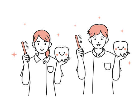 It is an illustration of a Dentist tooth brushing.のイラスト素材